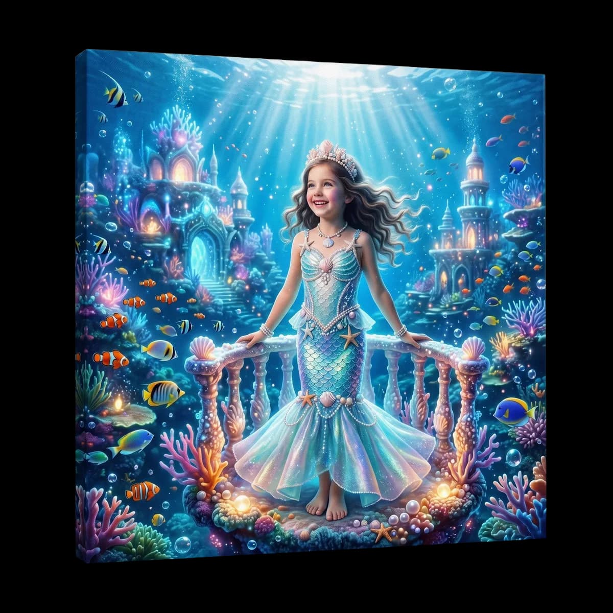 Personalised mermaid portrait printed on canvas