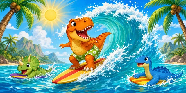 Dinosaur Surf Club towel design